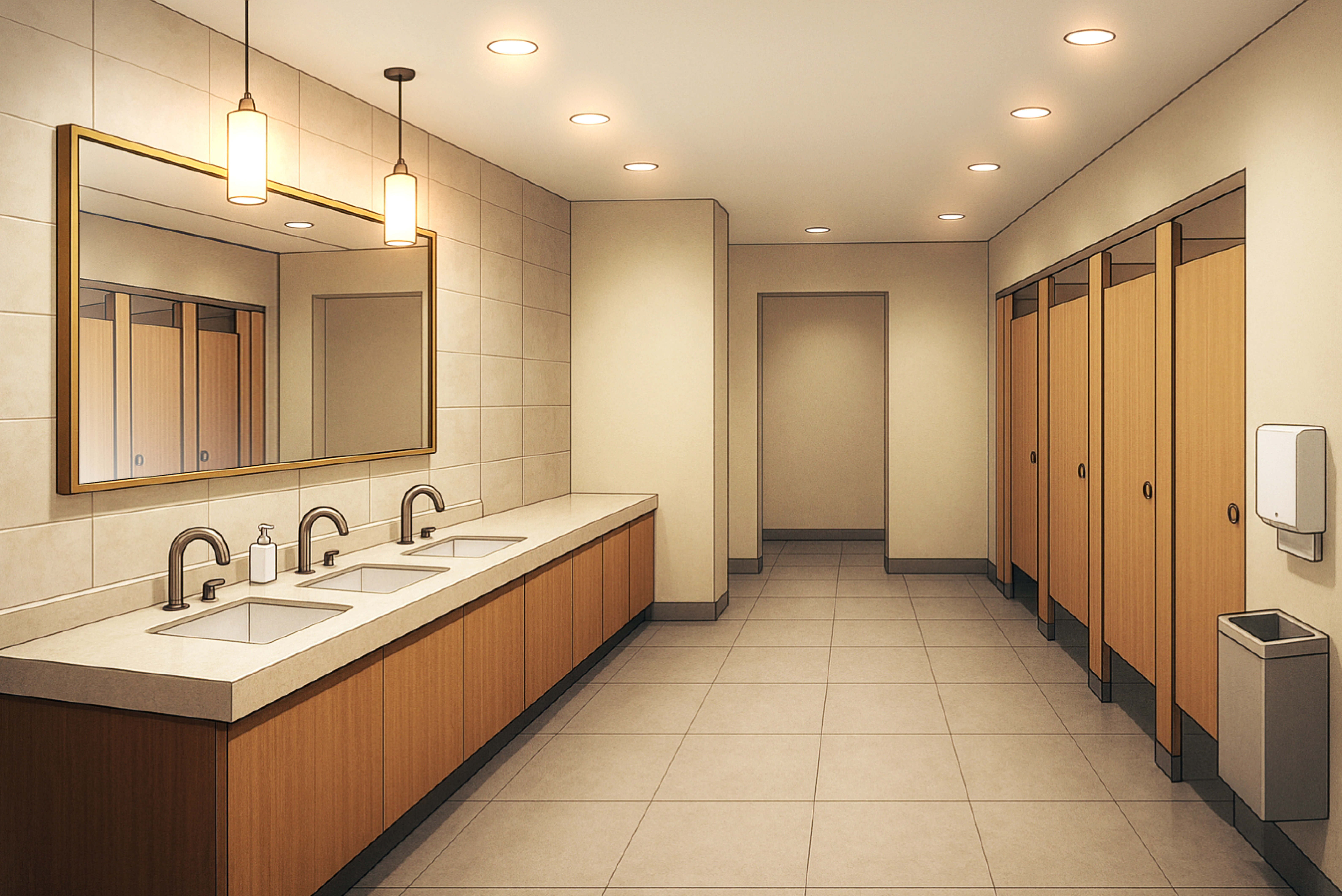 ホテルのエントランス付近にあるトイレの背景