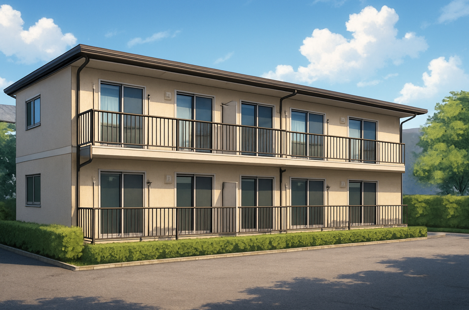 現代的なマンション・アパートの外観背景