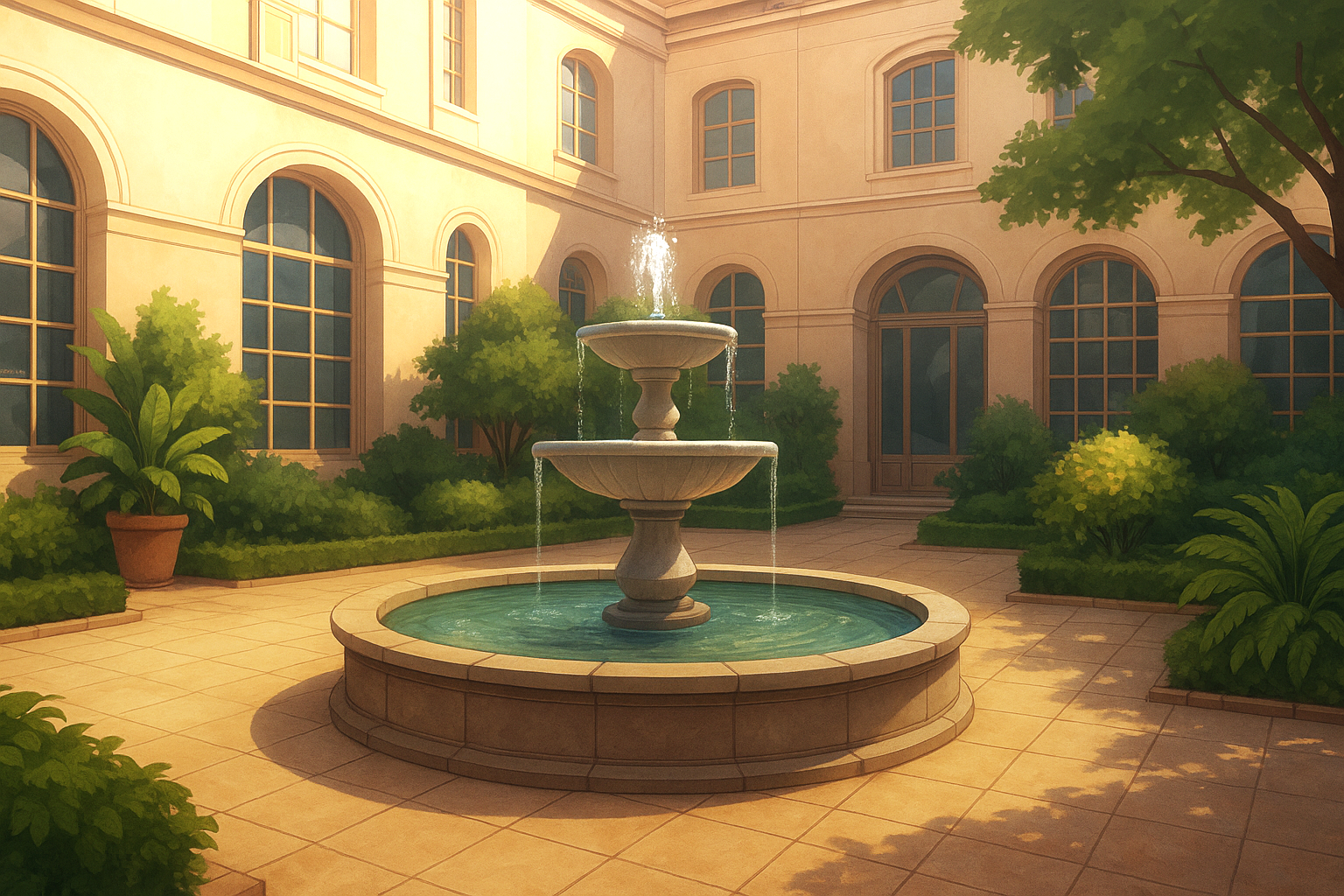 集合住宅の中庭スペースの背景