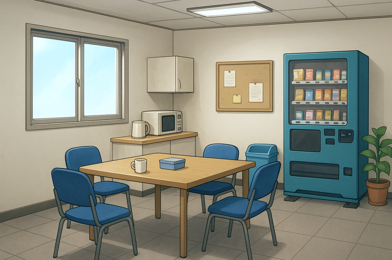 会社の休憩室の内装背景