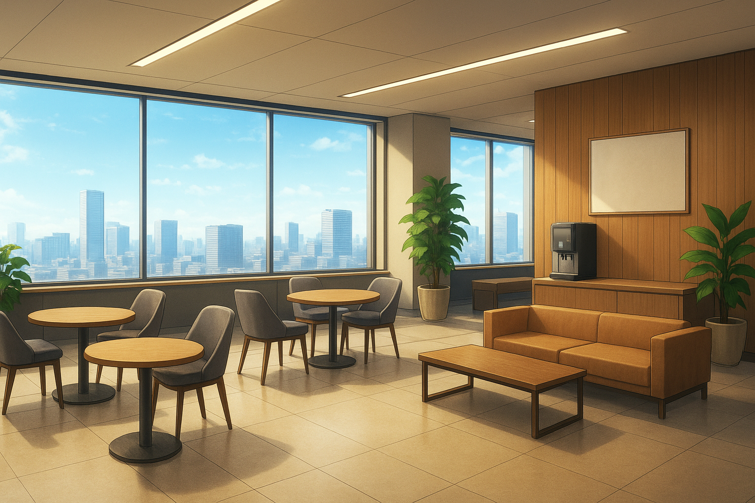 会社の休憩室の内装背景