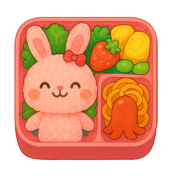 キャラ弁のフリー素材|お弁当箱と食べ物のランチ背景・無料・商用利用OK・高解像度