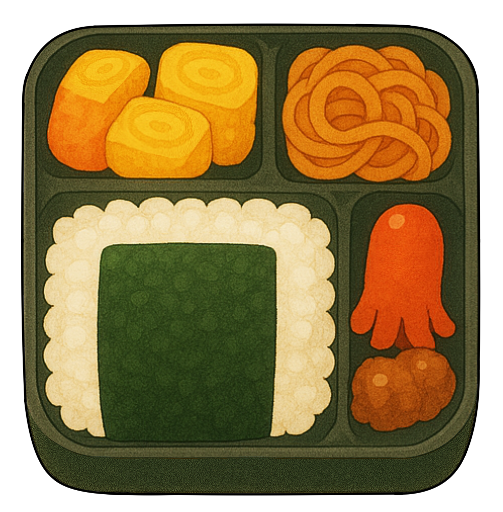 弁当ランチのフリー素材|食べ物イラスト背景・ランチボックス・無料・商用利用OK・高解像度