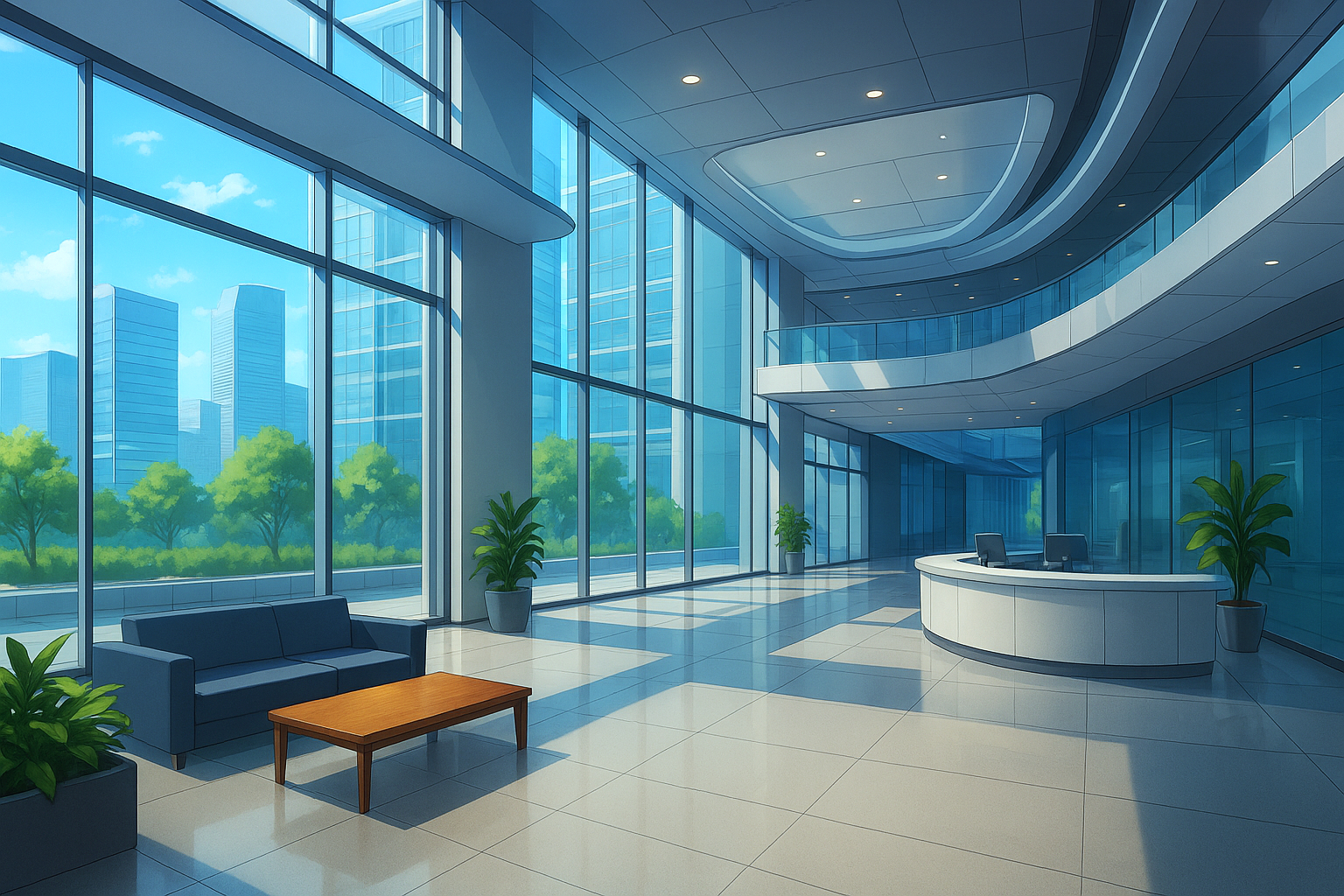 会社のエントランス内装背景