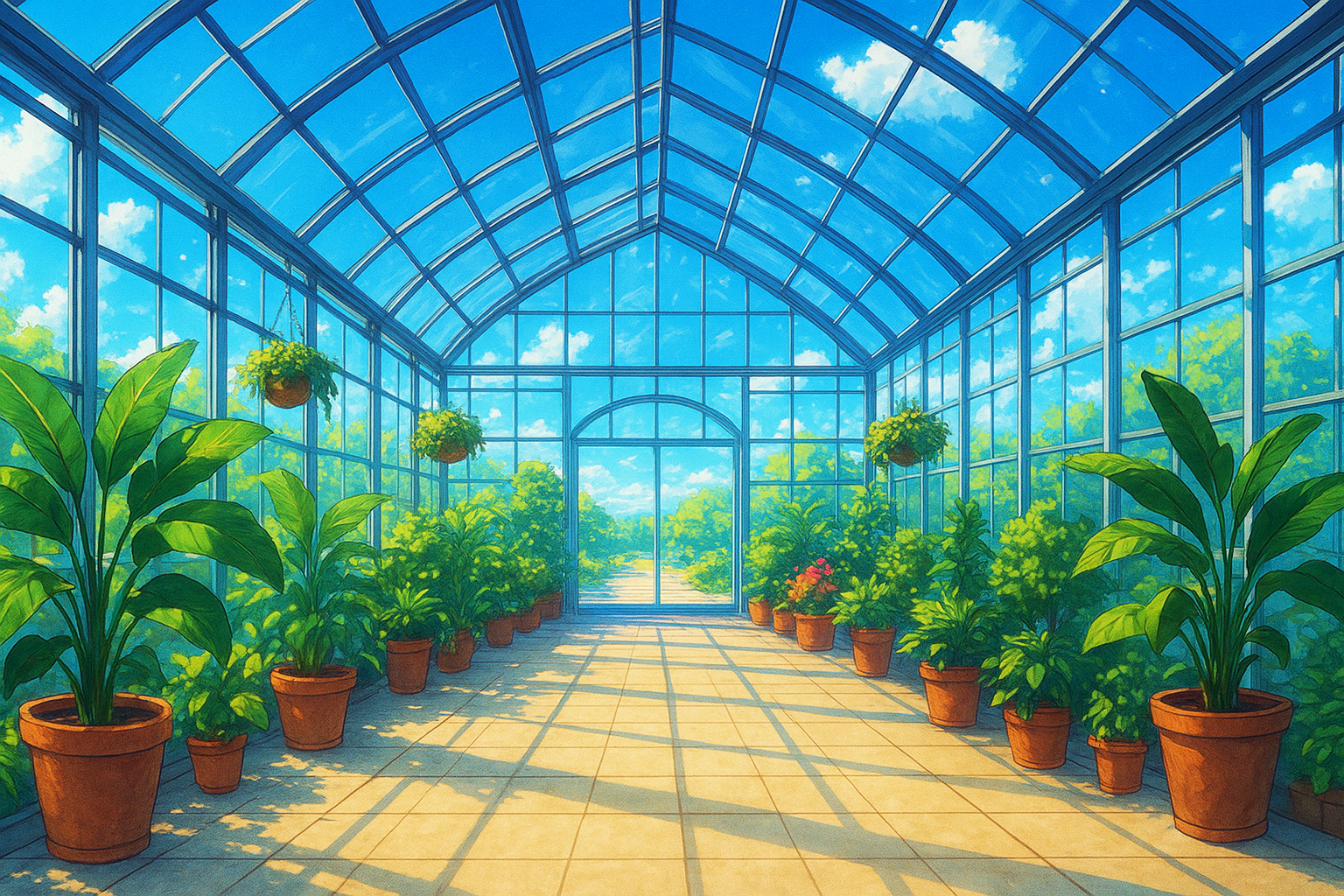 野原・温室風の背景 フリー素材 無料 高解像度