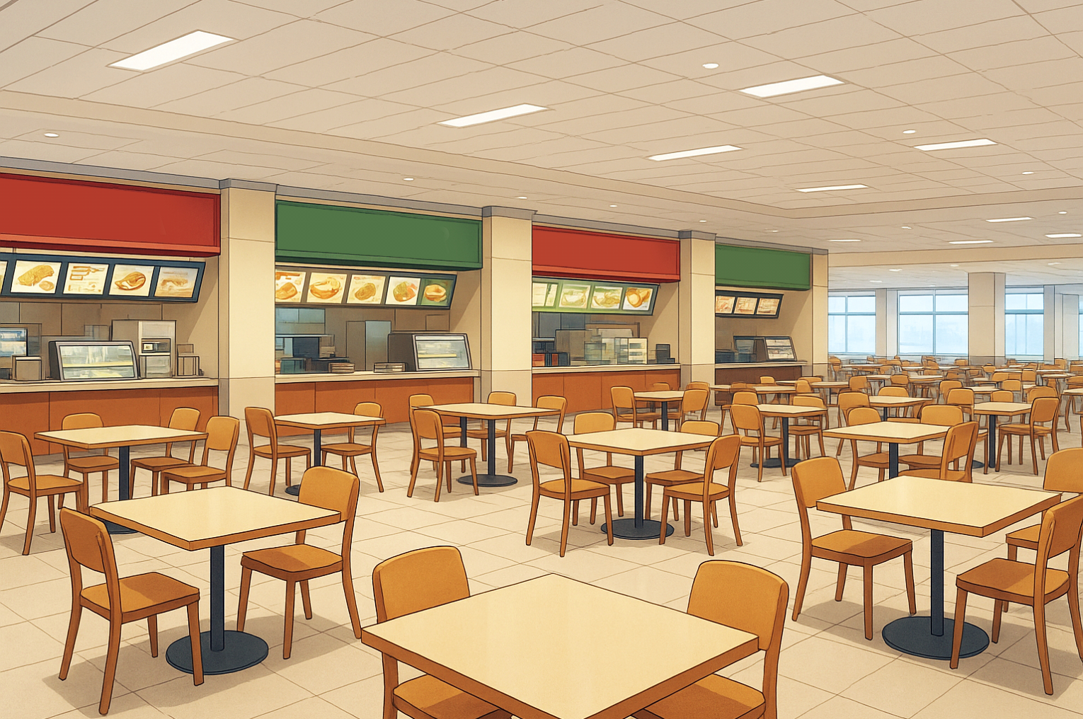 フードコートの内装 フリー背景素材