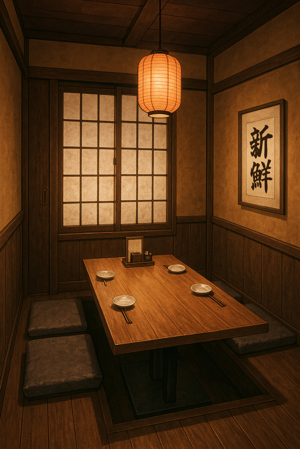 居酒屋の内装 フリー背景素材｜和風飲食店